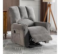 Mixtric Riser Reclining Chair Lounge Sofa with Massage & Heat, Extended Footrest, Recliner Armchair Electric Lift Chair with Heated Massage, Stand Assist, Storage Pockets, Cup Holders,Grey