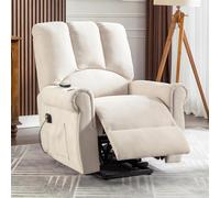 Mixtric Riser Reclining Chair Lounge Sofa with Massage & Heat, Extended Footrest, Recliner Armchair Electric Lift Chair with Heated Massage, Stand Assist, Storage Pockets, Cup Holders,Beige