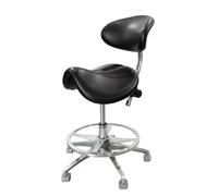 Mixtric Saddle Stool with Backrest, Swivel Rolling Dentist Chair PU Leather, Ergonomic Swivel Rolling, Height Adjustable, for Salon Beauty Clinic Dentist Tattoo Home Office,Black