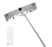 Mixtric Snow Roof Rake with Wheels 1.47-6.07m Extendable, Aluminum Telescoping Snow Removal Tool with 5-Section Tube and Anti-Slip Handle, for House Roof, Clearing Trucks, Leaves, Debris,Silver