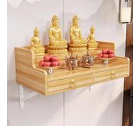 Mixtric Wall-Mounted Buddha Altar Shelf with Retractable Pull Board Small Statues Shrine Altar Table with Storage Home Display Decor Prayer Stand,C,50CM