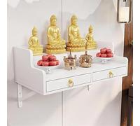 Mixtric Wall-Mounted Buddha Altar Shelf with Retractable Pull Board Small Statues Shrine Altar Table with Storage Home Display Decor Prayer Stand,A,50CM