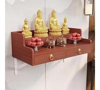 Mixtric Wall-Mounted Buddha Altar Shelf with Retractable Pull Board Small Statues Shrine Altar Table with Storage Home Display Decor Prayer Stand,B,50CM