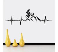 MIXUEXUNLU Mountain Bike Heart Wall Decal, Black Vinyl, Sports/Gaming Style, Wall Sticker, Heart Shape, Outdoor Usage, Mountain Biking Theme
