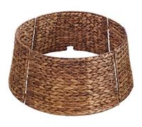 MIXUMON Handmade Water Hyacinth Christmas Tree Collar 24" - Rustic Basketweave Tree Base Cover, Eco-Friendly Skirt Alternative with Cord Cut-Out (Black)