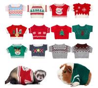 Mixweer 12 Pcs Ferret Clothes Hamster Sweater Christmas Guinea Pig Clothes Bunny Costume Knitted Sweatshirt for Warm Winter Christmas Vest Clothing Ferret Accessories Small Animal Outfit