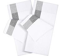 Mixweer 2 Pcs 22" x 42" Large Caddie Style Golf Towel - Cotton/100% - White with Black Stripe - Sport - Super Soft - 2 Count