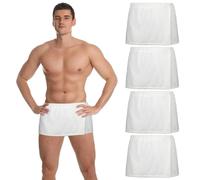 Mixweer 4 Pcs Men's Wearable Bath Towel Pants Wrap for Men 11.81'' Towel Wrap After Shower with Closure for Bathroom Spa Gym (White,Coral Fleece)