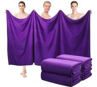 Mixweer 4 Pcs Oversized Bath Towels, 40 x 80 Inch Giant Microfiber Jumbo Bath Sheets Ultra Soft Bathroom Microfiber Quick Dry Absorbent Shower Towels for Spa Camping Beach (Dark Purple)