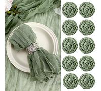 Mixweer 54 Pack Cheesecloth Napkins 20 x 20 Inch Washable Gauze Napkins Wrinkled Boho Cotton Dinner Table Decor for Wedding Bridal Baby Shower Birthday Party Easter(Mint Green)