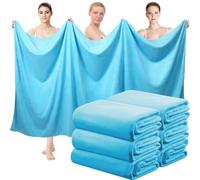 Mixweer 6 Pcs Oversized Bath Towels, 40 x 80 Inch Giant Microfiber Jumbo Bath Sheets Ultra Soft Bathroom Microfiber Quick Dry Absorbent Shower Towels for Spa Camping Beach (Lake Blue)