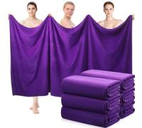 Mixweer 6 Pcs Oversized Bath Towels, 40 x 80 Inch Giant Microfiber Jumbo Bath Sheets Ultra Soft Bathroom Microfiber Quick Dry Absorbent Shower Towels for Spa Camping Beach (Dark Purple)