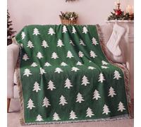 Mixweer Christmas Tree Woven Blanket Soft Tapestry Star Blanket for Sofa Couch Bed Decorative Blankets with Tassel 69"x48" (Christmas Tree)