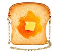 Mixweer Toast Purse Butter Toast Shoulder Bag Crossbody Handbag Novelty Purse with Strap Messenger Food Purse Pouch for Women, Yellow, White