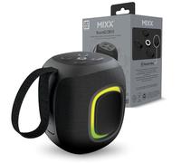 Mixx Sound Q DB10 Portable 10W Wireless Bluetooth Mesh Speaker, 8H Playtime, USB-C Fast Charge, AUX/USB/Micro SD Playback, IPX5 Splashproof, LED Lights, Portable Strap (Black)