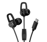 Mixx SoundPort USB-C Wired Earphones, In-Ear Headphones with Hands-Free Calling, Siri & Google Assistant Compatible, 3 Pairs of Ear Cushions Included, Black.