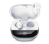 Mixx StreamBuds Charge 2 Hybrid True Wireless Earbuds, Bluetooth Wireless Earphones, 36 Hours Total Playtime, Digital Display, Hands-Free Calling, Qi Charging Compatible