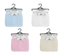 MIXX Style Baby Supersoft Bubble Honeycomb Blanket Boy Girl Cream White Cot Blanket Comforter Wrap WHITE WAFFLE 19C184