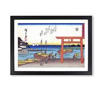 Miya by Utagawa Hiroshige Framed Print | A2 Black Framed Wall Art | Ready to Hang | Asian Nature Picture | Living Room Bedroom Lounge Office