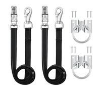 MIYABALA Cross Ties for Horse,Heavy Duty Nylon Horse Trailer Tie with Strong Panic Snap and Bull Snap,Adjustable from 45.2" to 78.7" Hanging Strap with 2 Pcs Tie Rings and Screws (Black)