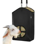 MIYABALA Goat Hay Feeder,Hay Bags for Goats,Horses,Sheep,Premium 600D Oxford Cloth,with Metal Fastener and Adjustable Open Feed Hole for Slow Feeding,Easy to Fill and Hang with Large Opening (Black)