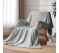 Miyacare Cuddly Blanket Fluffy 100 x 150 cm, Throw, Sofa Blanket, Soft and Warm Cosy Fleece Blanket for Bed and Couch, Living Room & Cuddly Blankets, Blanket, Leaves-grey, W100 x L150CM