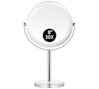 MIYADIVA 30X Magnifying makeup mirror, Double Sided 1X & 30X magnifying mirror with stand, Shaving Bathroom mirror Free Standing,Tabletop Vanity Mirror with 360°Rotation for Bathroom or Bedroom