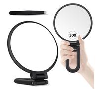 MIYADIVA 30X Magnifying Mirror, Hand Mirror with Handle, Double Sided Hand with 30X/1X Magnification, Travel Essential, Portable Foldable Makeup for