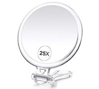MIYADIVA Magnifying Mirror 25x - Travel Hand Mirror with Handle - Folding Handheld Makeup with Stand, Double Sided with 5 inches