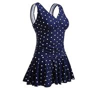 MiYang Women's Plus-Size Flower Printing Shaping Body One Piece Beach Swim Dresses Swimsuit - Blue - 22-24