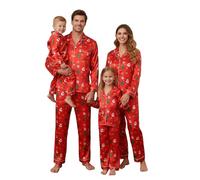 Miyanuby Christmas Family Pajamas Matching Sets Long Sleeve Button Down Satin Pjs Men Women Kids Satin 2025 Fashion Holiday Sleepwear Pants Set