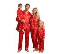 Miyanuby Christmas Family Pajamas Matching Sets Long Sleeve Button Down Satin Pjs Men Women Kids Satin 2025 Fashion Holiday Sleepwear Pants Set