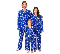 Miyanuby Christmas Pyjamas for Family Matching Christmas Pajamas Set Xmas Pjs Button Down Sleepwear Nightwear for Women Men Couples Adult Kids-Blue Bear,Women/S