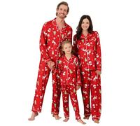 Miyanuby Christmas Pyjamas for Family Matching Christmas Pajamas Set Xmas Pjs Button Down Sleepwear Nightwear for Women Men Couples Adult Kids-Reindeer,Women/S