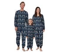Miyanuby Family Christmas Pajamas Matching Sets Womens Mens Couple Kids Pjs Long Sleeve Xmas Allover Patterned Sleepwear Holiday Party Lounge Sets Navy Blue