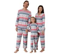 Miyanuby Family Christmas Pajamas Matching Sets Womens Mens Couple Kids Pjs Long Sleeve Xmas Allover Patterned Sleepwear Holiday Party Lounge Sets Grey
