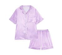 Miyanuby Girls Boys Pyjamas Set Button-up Silk Satin Pajamas Sleepwear Nightwear 2 Pieces Clothes Set Gifts for Baby Girls Boys