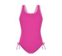 Miyanuby Girls One Piece Swimsuit Ribbed Swimwear for Teen Girls Color Block Adjustable Strap Summer Beach Swimsuits Bathing Suit Hot Pink