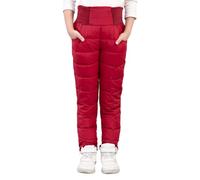 Miyanuby Unisex Boys Girls Snowpants Solid High Waist Thick Winter Warm Jogger Pant Elastic Waistband Snow Pants for 2-10T Kids Activewear Clothes Red