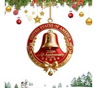 Miyanvuo 2D Bell Ornament | America 250Th Bell Acrylic 2D Ornament | Christmas Tree 1776-2026 Doorbell Art Vintage for Living Room Bedroom Patio Dormitory