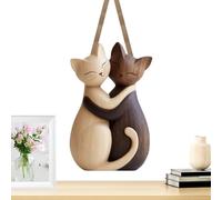Miyanvuo Cat Sculpture,Cute 2d Flat Wooden Animal Shaped - Cat Couple Figurines in Love | for Bedroom, Romantic, And Women's Birthday Celebrations