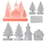 Miyanvuo Christmas Silicone Molds for Resin | Christmas Tree House Soap Mould - Easy Release Silicone Mold Craft Casting Decoration Ornament for Epoxy Resin Aromatherapy