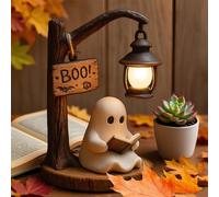 Miyanvuo Cute Ghost Reader LED Light, Halloween Ghost Night Light, Warm Lighted Ghosts Reading Book Lamp, Bookish Aesthetic Lamp, Home Decor for Bedroom Bookshelf Bedside Shelf