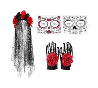 Miyanvuo Day of the Dead Costumes for Women | Clothing Outfit | Day of the Dead Veil Set | for Adults Bride Girls Cosplay Masquerade Party Stage Performance