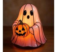 Miyanvuo Ghost Reading Book Lamp, Resin Halloween Ghosts Reading Night Light Up, Adorable Ghost Readings Night Light Halloween Decor, Ghosts Flickering Nightlight for Readers & Book Lover