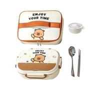 Miyanvuo Stainless Steel Lunch Box for Adults,4-Compartment Snack Containers for Adults with Utensils | Leakproof Meal Food Snack Storage Box with Carry Bag for Outings Picnic School Camping Travel