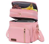 MIYCOO Lunch Bag & Lunch Box for Women Men Double Deck - Leakproof Insulated Soft Large Lunch Cooler Bag for Picnic, Pink,15L