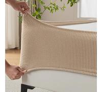 MIYE Jacquard Fabric Box Spring Cover,Super Stretchy Wrap Around 4 Sides Elastic Bed Skirt,Wrinkle & Fading Resistant,Washable & Easy Fit. (Cream, Queen)