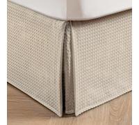 MIYE Pleated Waffle Weave Bed Skirt, Tailored Dust Ruffle 12 Inch Drop Easy Fit, Machine Washable,No Split Corners (Beige, Queen - 12" Drop)