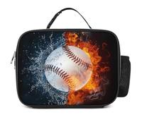 Miyeiw Custom Baseball Lunch Box for Boys Men,Personalised Sports Lunch Bag with Your Name/Text Printed, Black Insulated Tote Handbag with Water Bottle Holder for Adult Kids